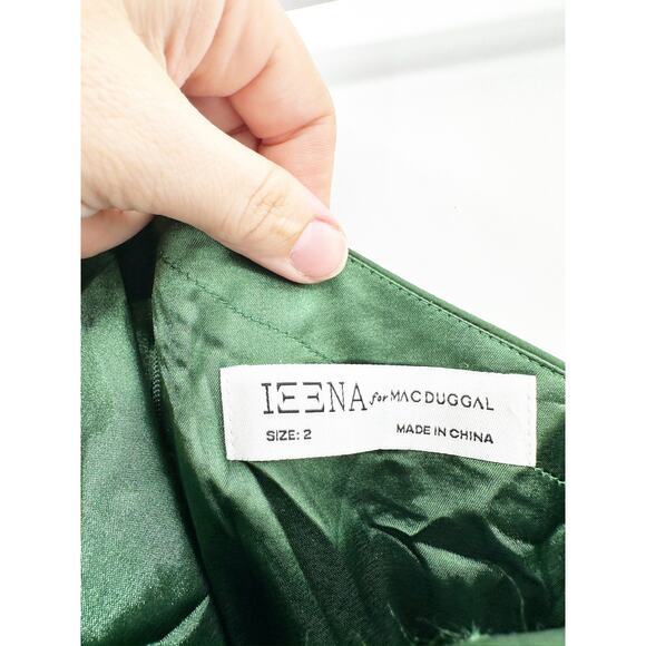 Mac Duggal 11251 Emerald Green One Shoulder Long Sleeve Draped Charmeuse Gown - Picture 5 of 7